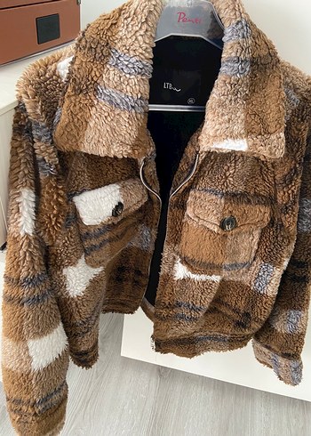 Kahverengi Peluş Kadın Ceket LTB - Görsel 3