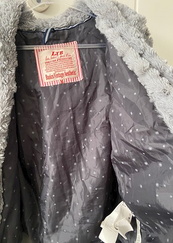 Gri Peluş Kadın Ceket Kapüşonlu LTB - Görsel 4