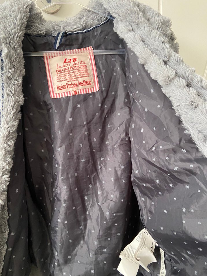 Gri Peluş Kadın Ceket Kapüşonlu LTB - Görsel 4