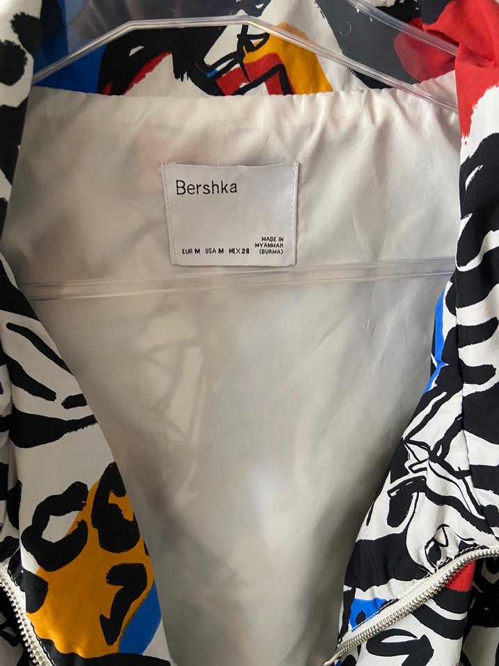 Renkli Baskılı Bershka crop ceket - Görsel 2