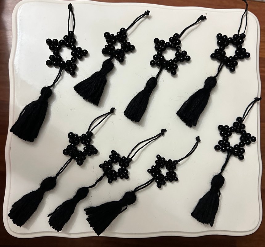 Siyah Püsküllü Örgü Gotik Anahtarlık Aksesuar - Görsel 2