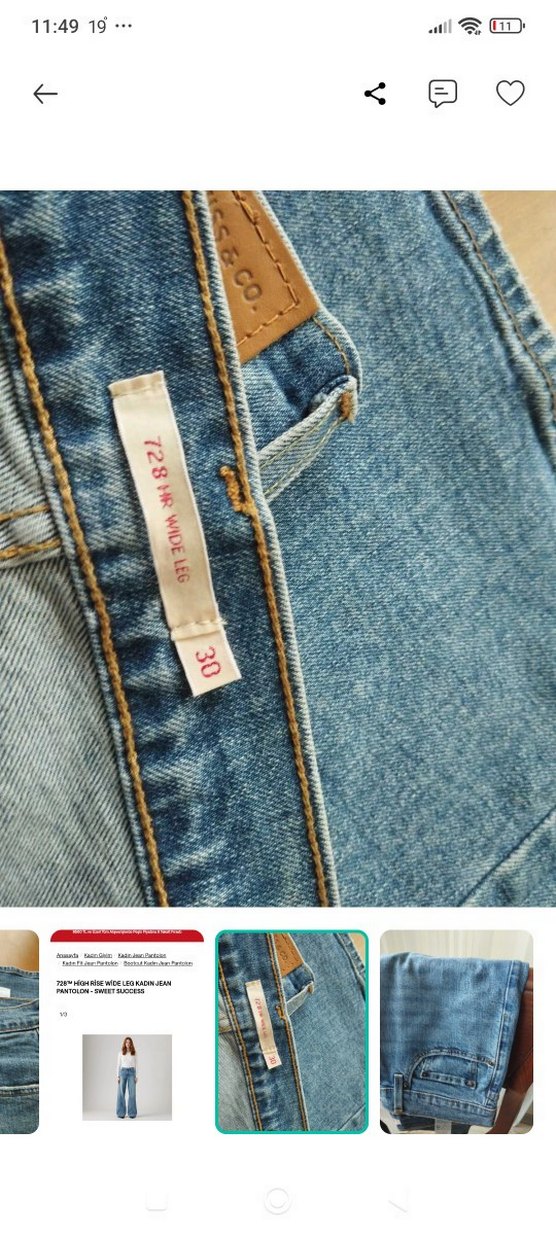 Levi's Mavi Denim Jean 30 — görsel 3/5