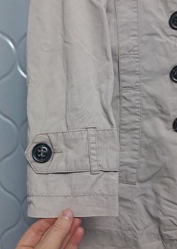 Bej Düğmeli Midi Kadın Trençkot - Görsel 3