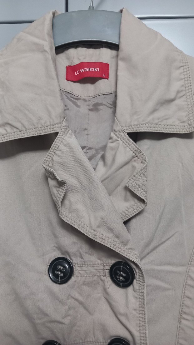 Bej Düğmeli Midi Kadın Trençkot - Görsel 2