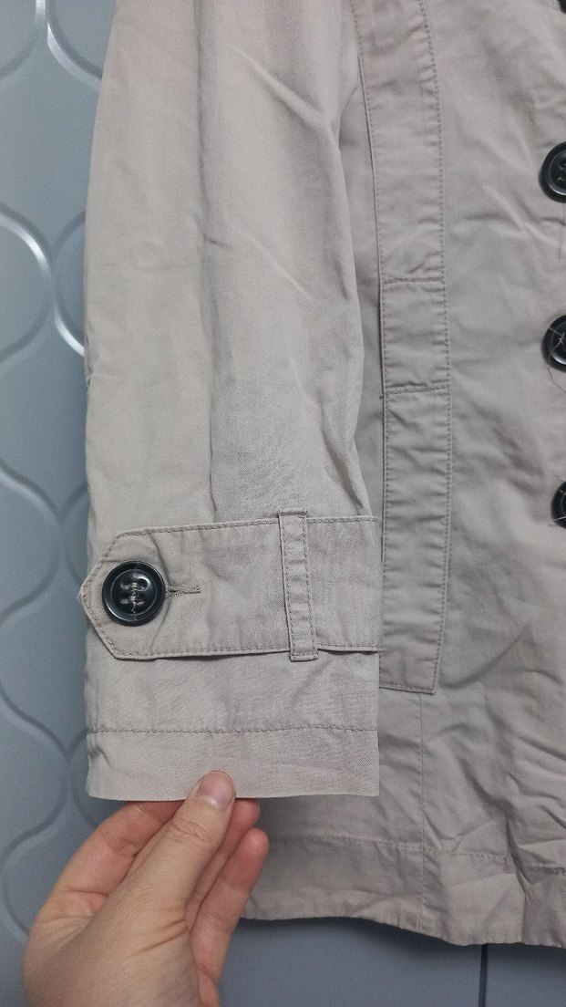 Bej Düğmeli Midi Kadın Trençkot - Görsel 3