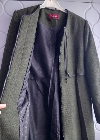 Kadın Uzun Fermuarlı Haki Kaban - Görsel 4