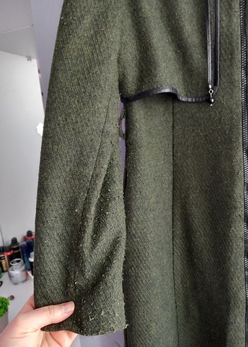 Kadın Uzun Fermuarlı Haki Kaban - Görsel 3