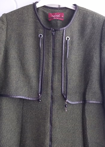 Kadın Uzun Fermuarlı Haki Kaban - Görsel 2