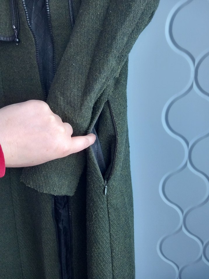 Kadın Uzun Fermuarlı Haki Kaban - Görsel 5