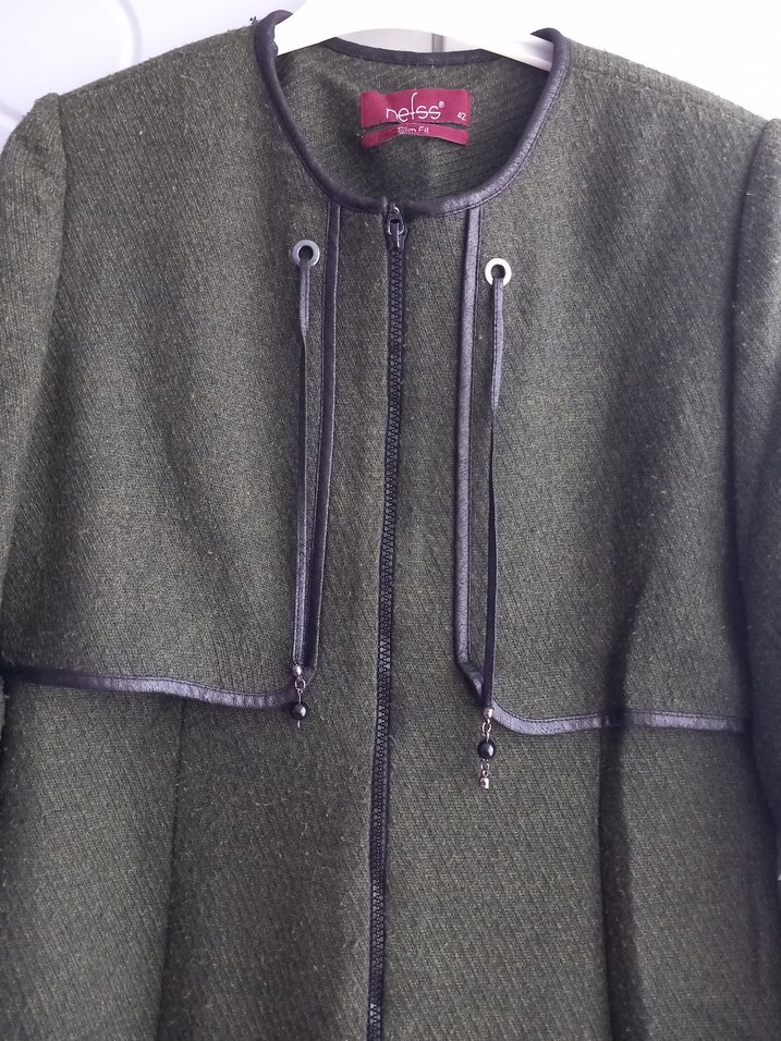 Kadın Uzun Fermuarlı Haki Kaban - Görsel 2