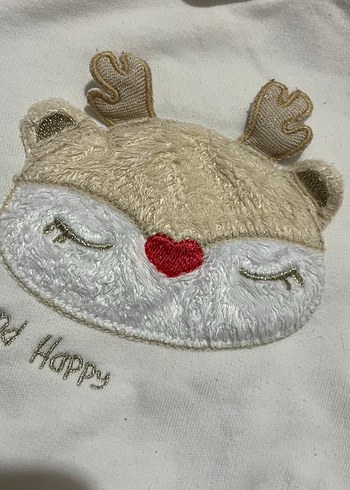 3-6 Ay Beden Kız Çocuk Beyaz Nakışlı Sweatshirt