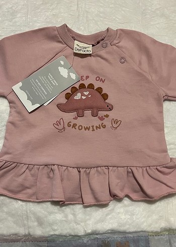 Kız Çocuk Pembe Uzun Kollu Fırfırlı Sweatshirt