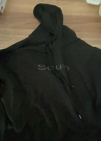Siyah Kapüşonlu Süet Sweatshirt