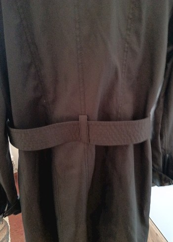 Bej Deri Fermuarlı Midi Kadın Trençkot - Görsel 7