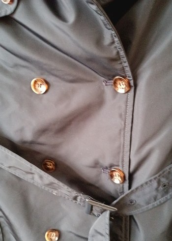 Kadın lacivert Midi Trençkot Kemerli - Görsel 5