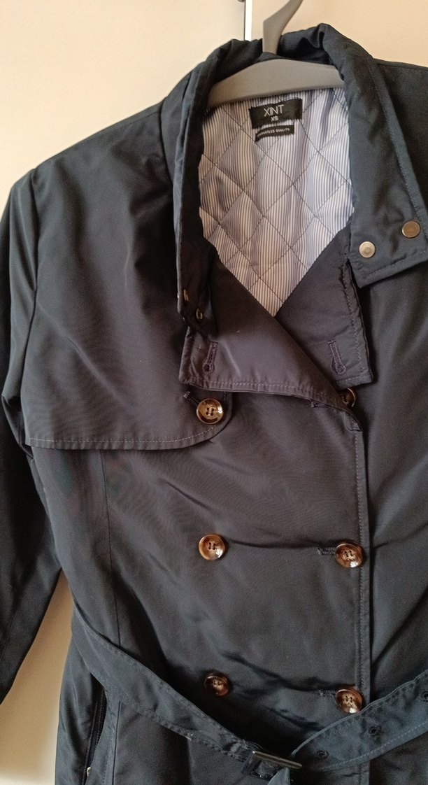 Kadın lacivert Midi Trençkot Kemerli - Görsel 2