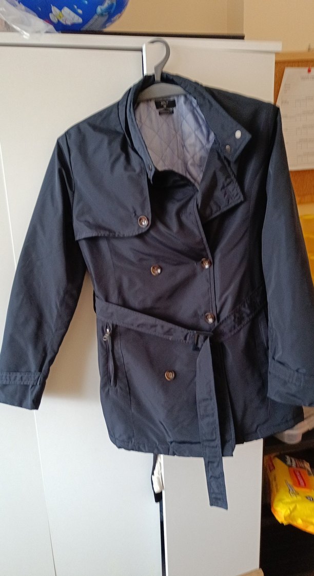 Kadın lacivert Midi Trençkot Kemerli - Görsel 4