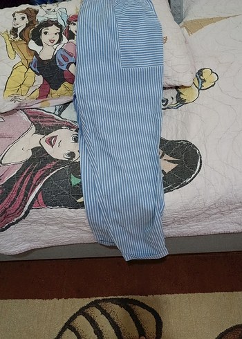 Mavi Çizgili Kadın Pamuk Pantolon - Görsel 5