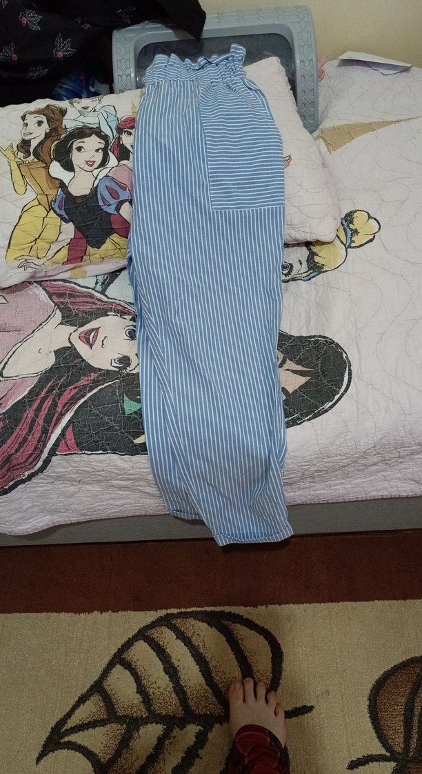 Mavi Çizgili Kadın Pamuk Pantolon - Görsel 5