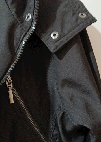 Siyah Fermuarlı Kadın Trençkot - Görsel 5