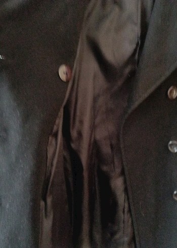 Çift Düğmeli Siyah Kadın Kaban - Görsel 4