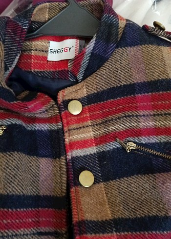 Düğmeli Çok Renkli Midi Yün Kadın Kaban - Görsel 8