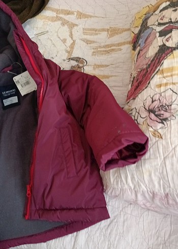 Bordo Kapüşonlu Kadın Çocuk Kışlık Mont beden 7 yaş - Görsel 5