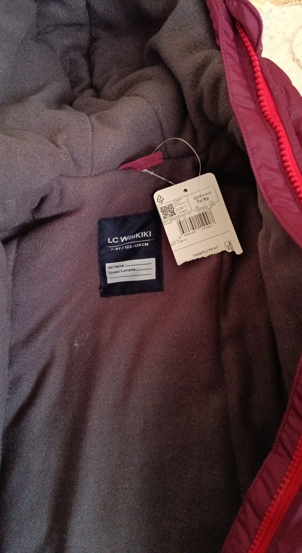 Bordo Kapüşonlu Kadın Çocuk Kışlık Mont beden 7 yaş - Görsel 3