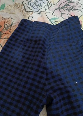 Kadın Mavi Pilili Regular Fit Kumaş Pantolon - Görsel 9