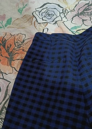 Kadın Mavi Pilili Regular Fit Kumaş Pantolon - Görsel 7