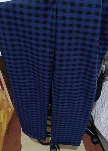 Kadın Mavi Pilili Regular Fit Kumaş Pantolon - Görsel 6