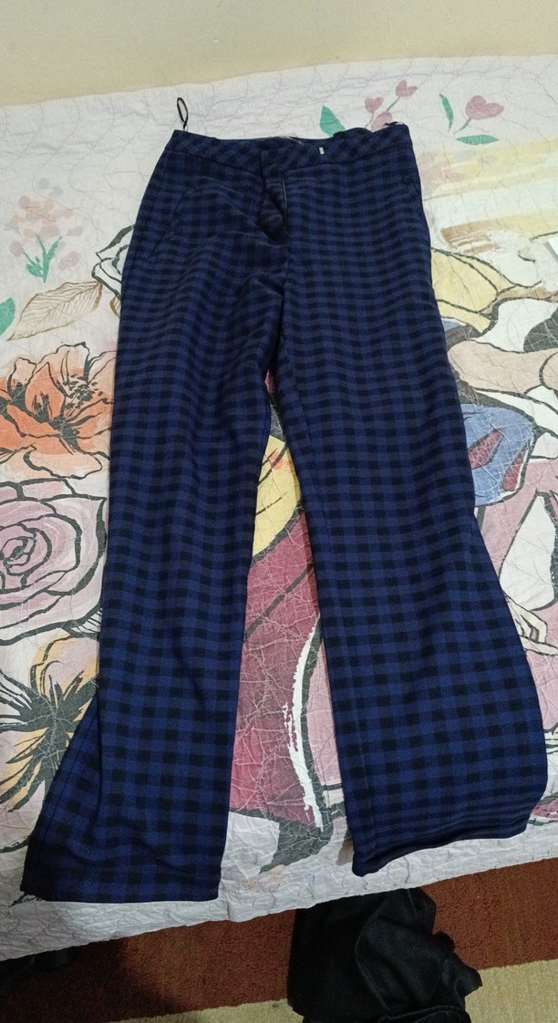 Kadın Mavi Pilili Regular Fit Kumaş Pantolon - Görsel 2