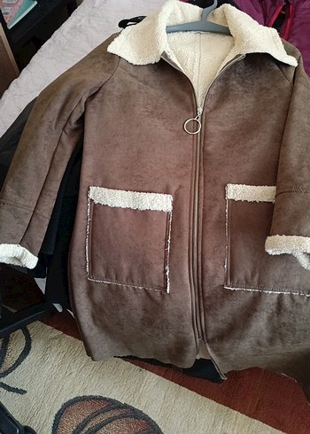 Kahverengi Süet Kadın Midi Ceket - Görsel 7