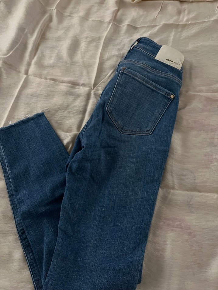 Kadın Mavi Denim Bol Kesim Midi Jean - Görsel 2