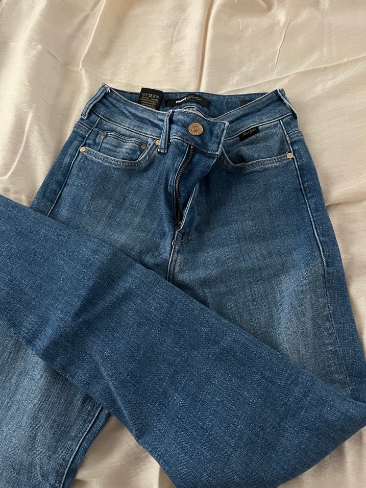 Kadın Mavi Denim Bol Kesim Midi Jean - Görsel 3