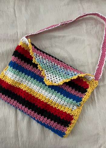 Renkli Örgü Dantel Detaylı Bohem Kadın Çanta - Görsel 2