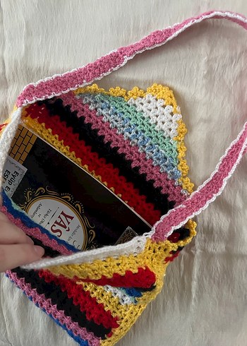 Renkli Örgü Dantel Detaylı Bohem Kadın Çanta - Görsel 3