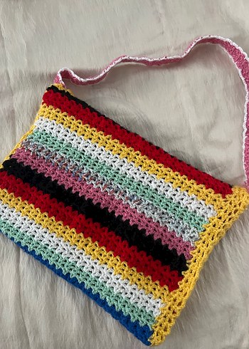 Renkli Örgü Dantel Detaylı Bohem Kadın Çanta - Görsel 4