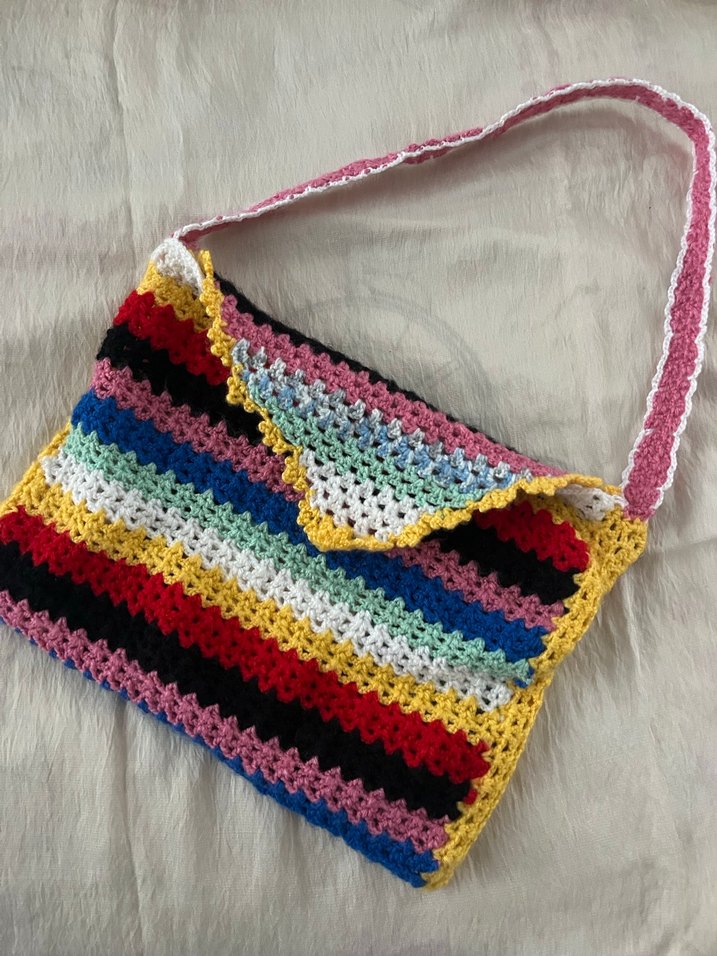 Renkli Örgü Dantel Detaylı Bohem Kadın Çanta - Görsel 2