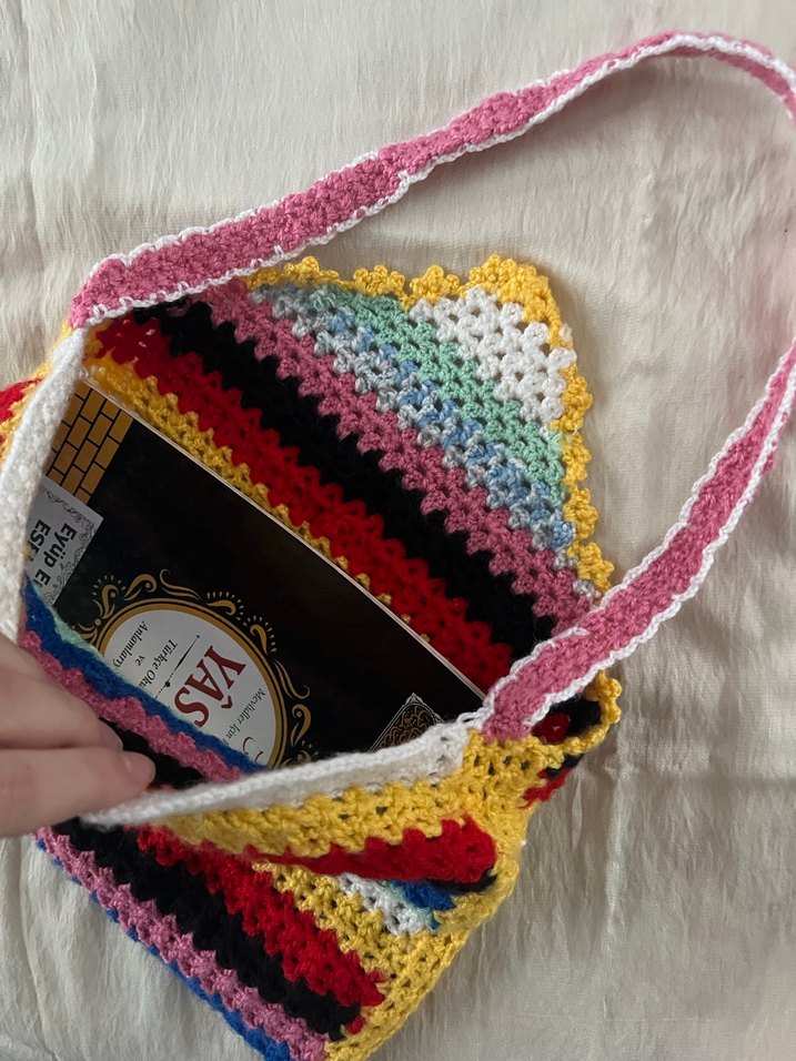 Renkli Örgü Dantel Detaylı Bohem Kadın Çanta - Görsel 3