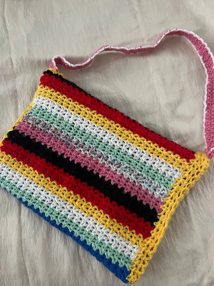 Renkli Örgü Dantel Detaylı Bohem Kadın Çanta - Görsel 4