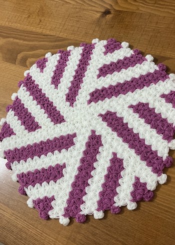 Mor Beyaz Nakışlı Yuvarlak Banyo  lifi - Görsel 2