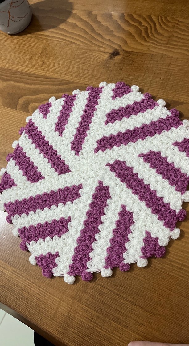 Mor Beyaz Nakışlı Yuvarlak Banyo  lifi - Görsel 2