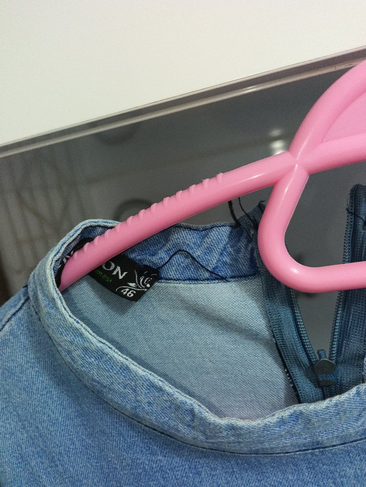 Kadın Mavi Denim Uzun Kollu Elbise - Görsel 3