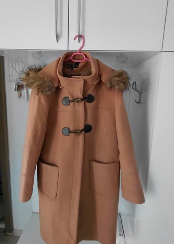 Kürklü Bej Midi Kadın Kaban - Görsel 2