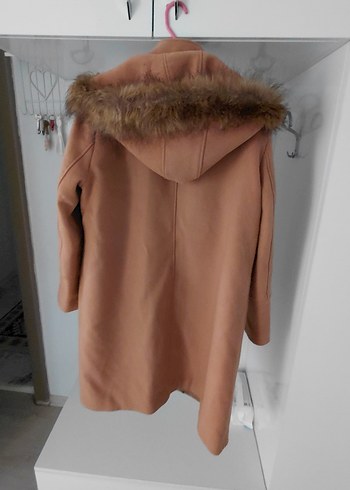 Kürklü Bej Midi Kadın Kaban - Görsel 3