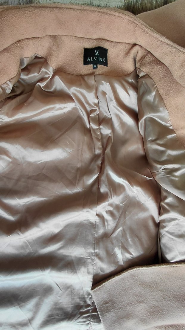 Kürklü Bej Midi Kadın Kaban - Görsel 5