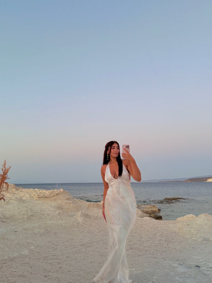 V Yaka Bohem Uzun Gelinlik - Görsel 3