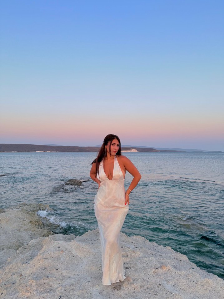 V Yaka Bohem Uzun Gelinlik - Görsel 4