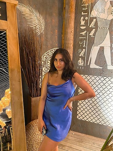 Zara Mavi zara saten elbise